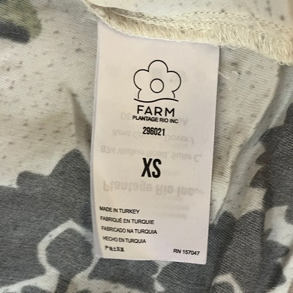 FARM Rio Cream Floral V-Neck Blouse with Red, Purple & Orange Accents